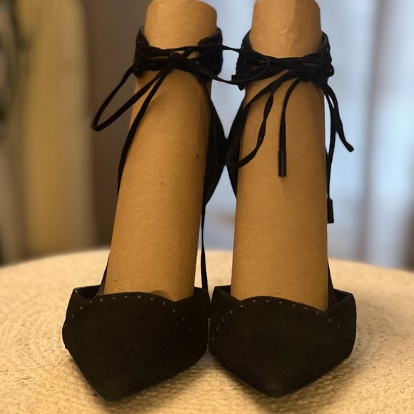 sz 7 Kendall + Kylie ankle strap black suede pumps - Picture 5 of 10